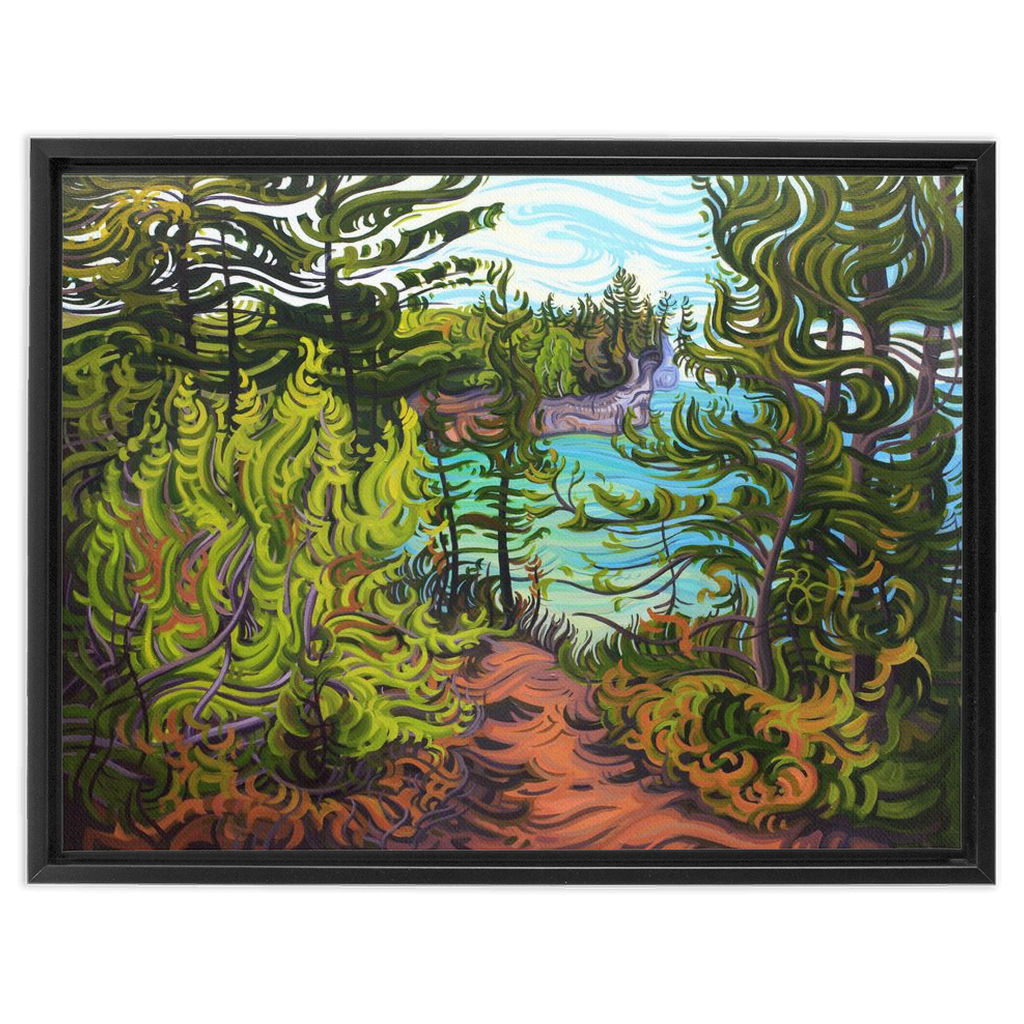Pictured Rocks Painting, Lake Superior Framed Canvas Print - “The Journey Ahead”