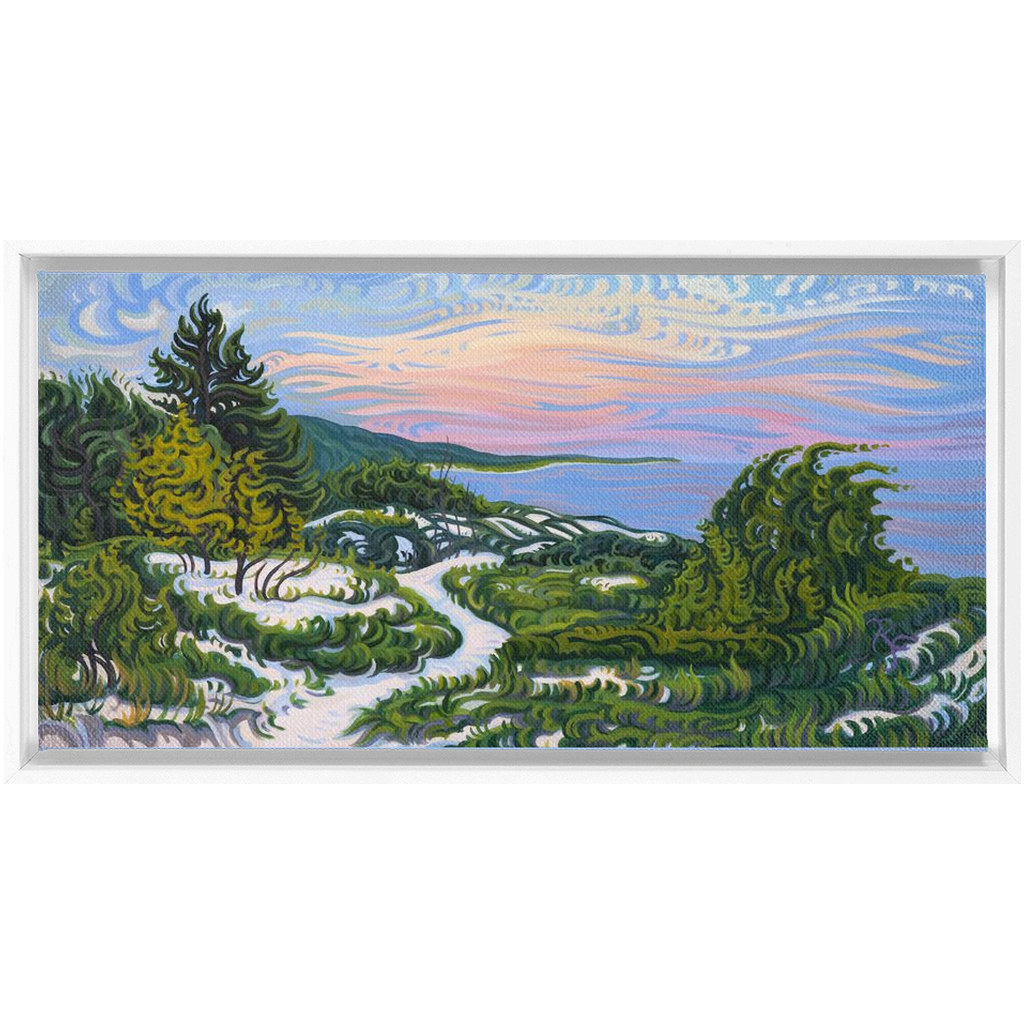Enlightened Path Framed Canvas Print - Lake Michgan Sunset - Path