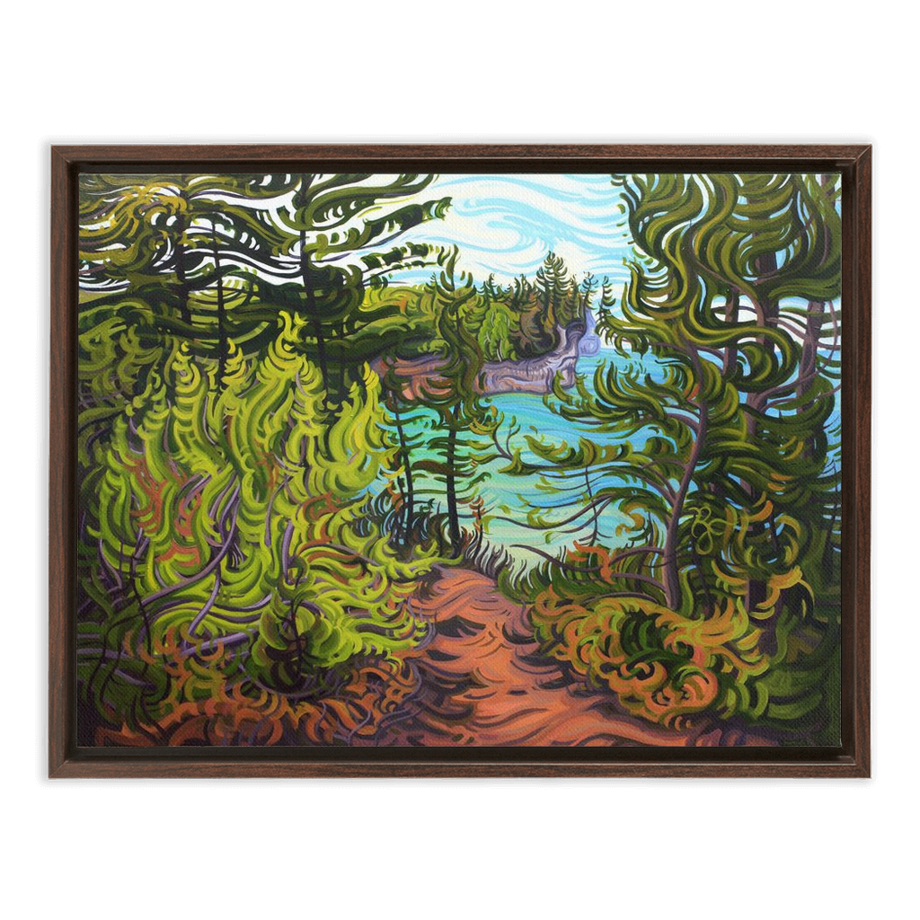 Pictured Rocks Painting, Lake Superior Framed Canvas Print - “The Journey Ahead”