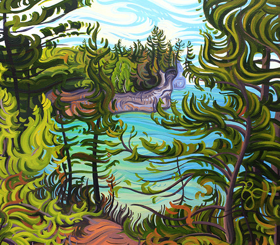 Pictured Rocks Painting, Lake Superior Framed Canvas Print - “The Journey Ahead”