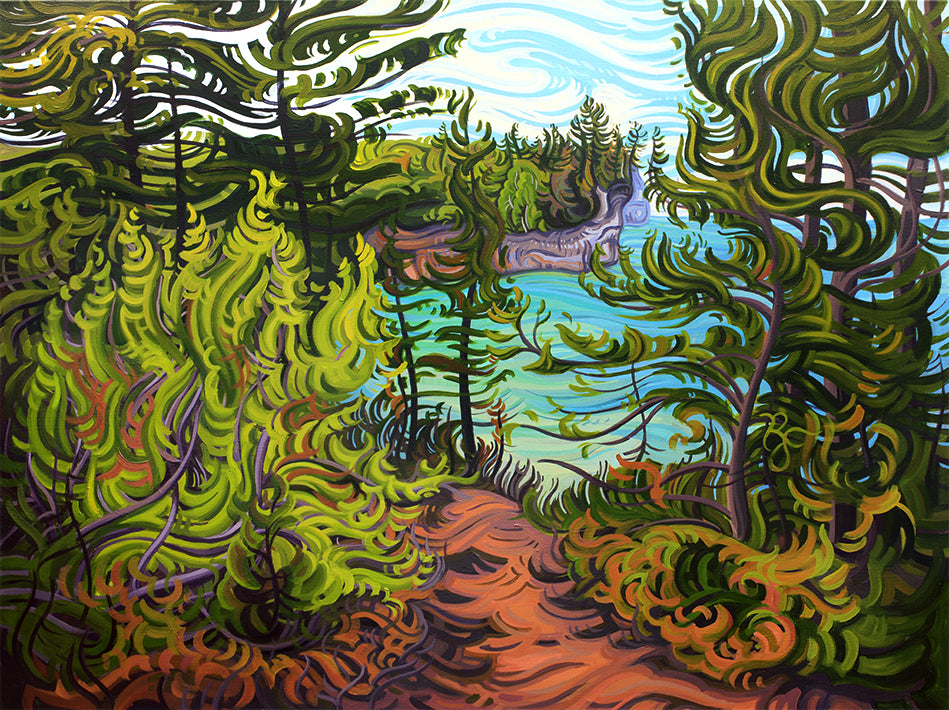 Pictured Rocks Painting, Lake Superior Framed Canvas Print - “The Journey Ahead”