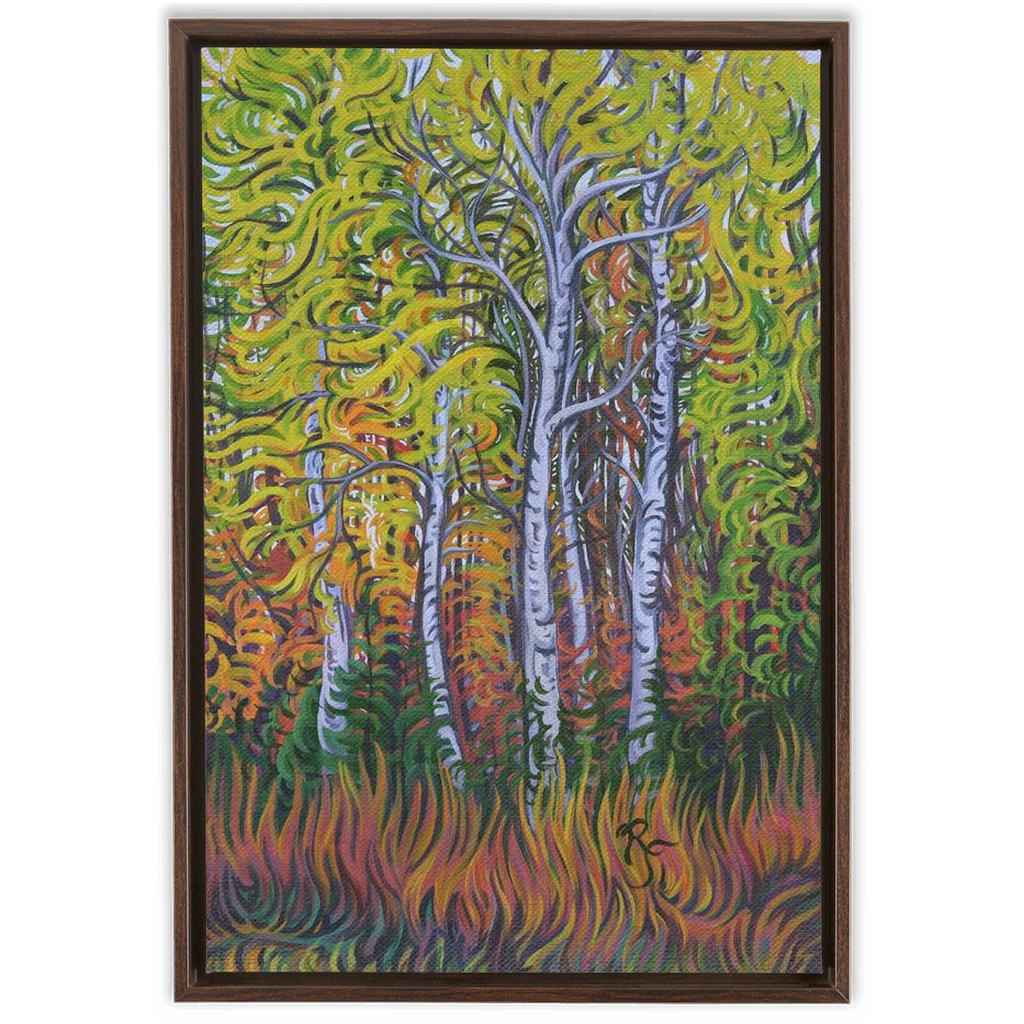 Birch Trees Painting, Framed Canvas Print - “Birch Grove”