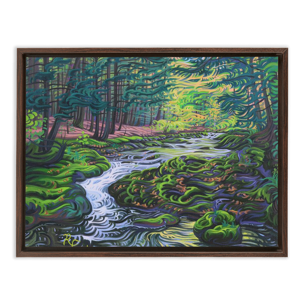Porcupine Mountains River Painting, Framed Canvas Print - “Water of Life”
