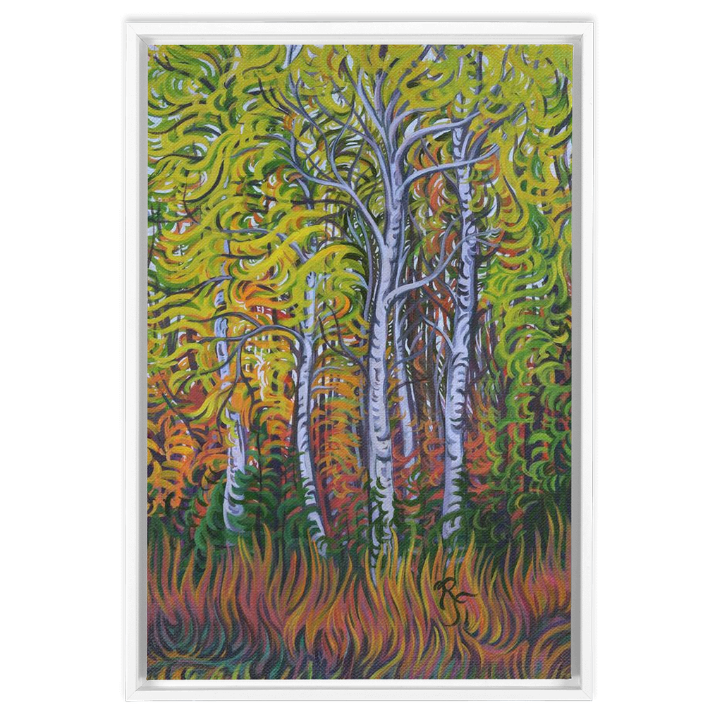 Birch Trees Painting, Framed Canvas Print - “Birch Grove”