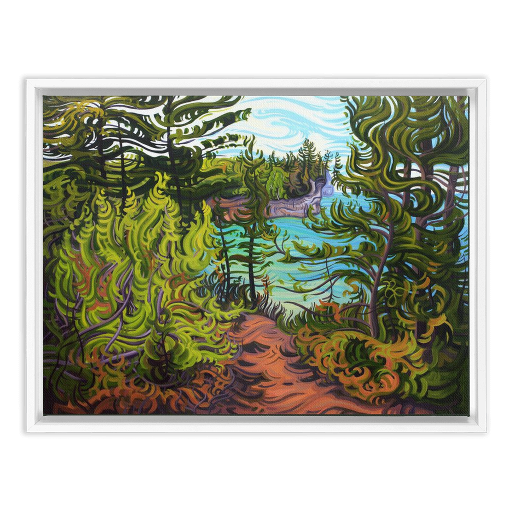 Pictured Rocks Painting, Lake Superior Framed Canvas Print - “The Journey Ahead”