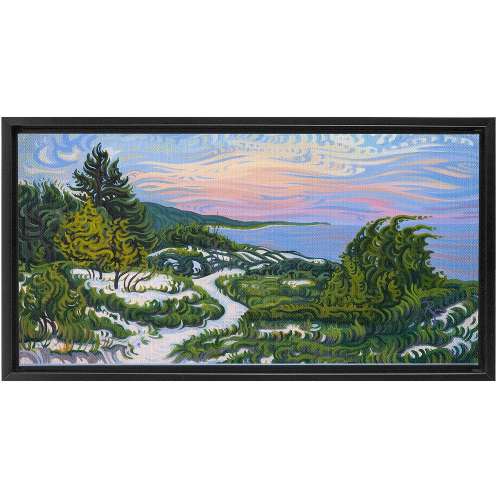 Enlightened Path Framed Canvas Print - Lake Michgan Sunset - Path