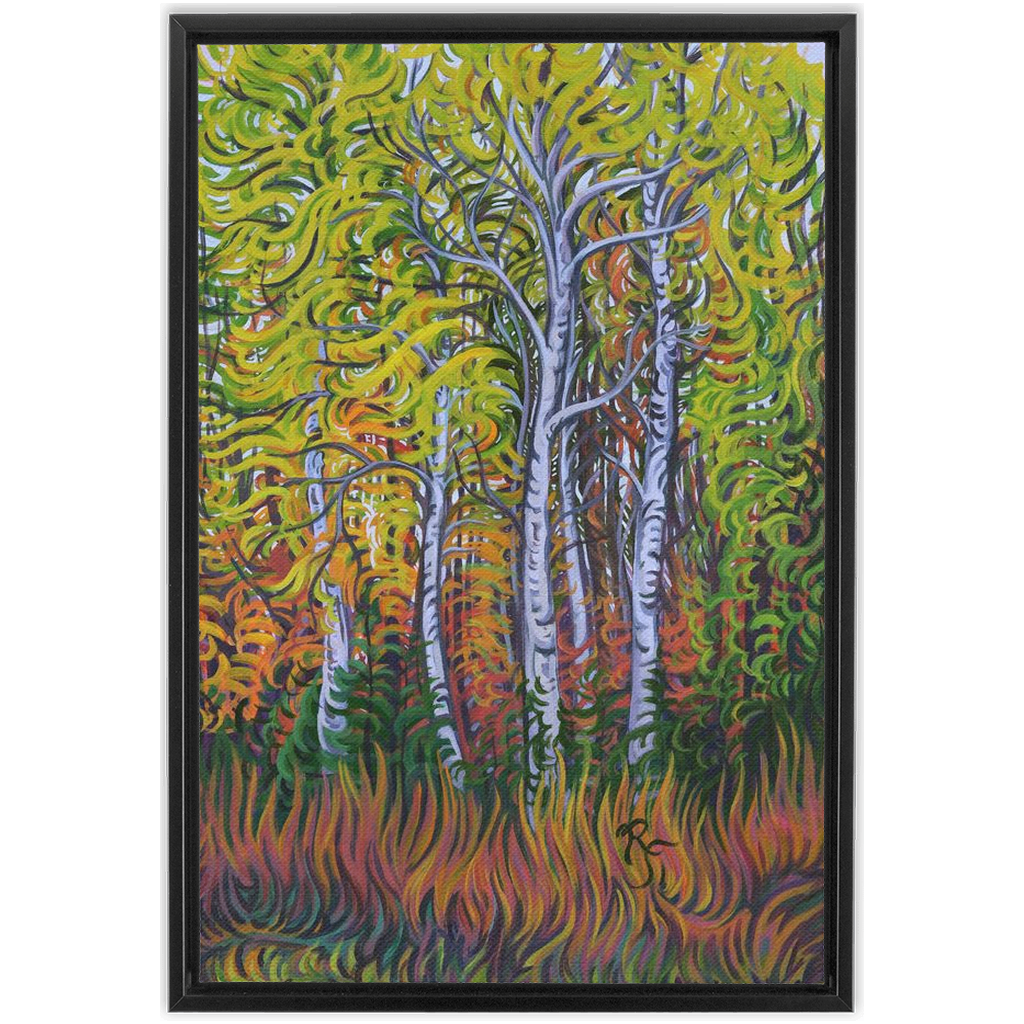 Birch Trees Painting, Framed Canvas Print - “Birch Grove”