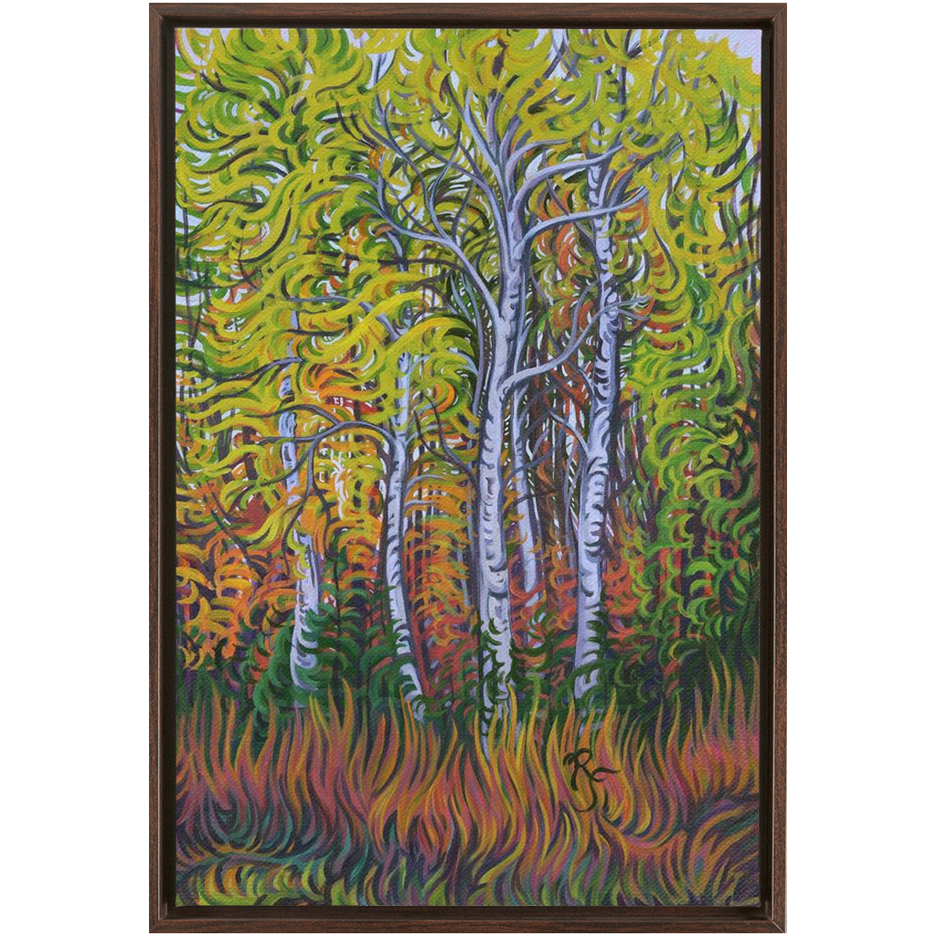 Birch Trees Painting, Framed Canvas Print - “Birch Grove”