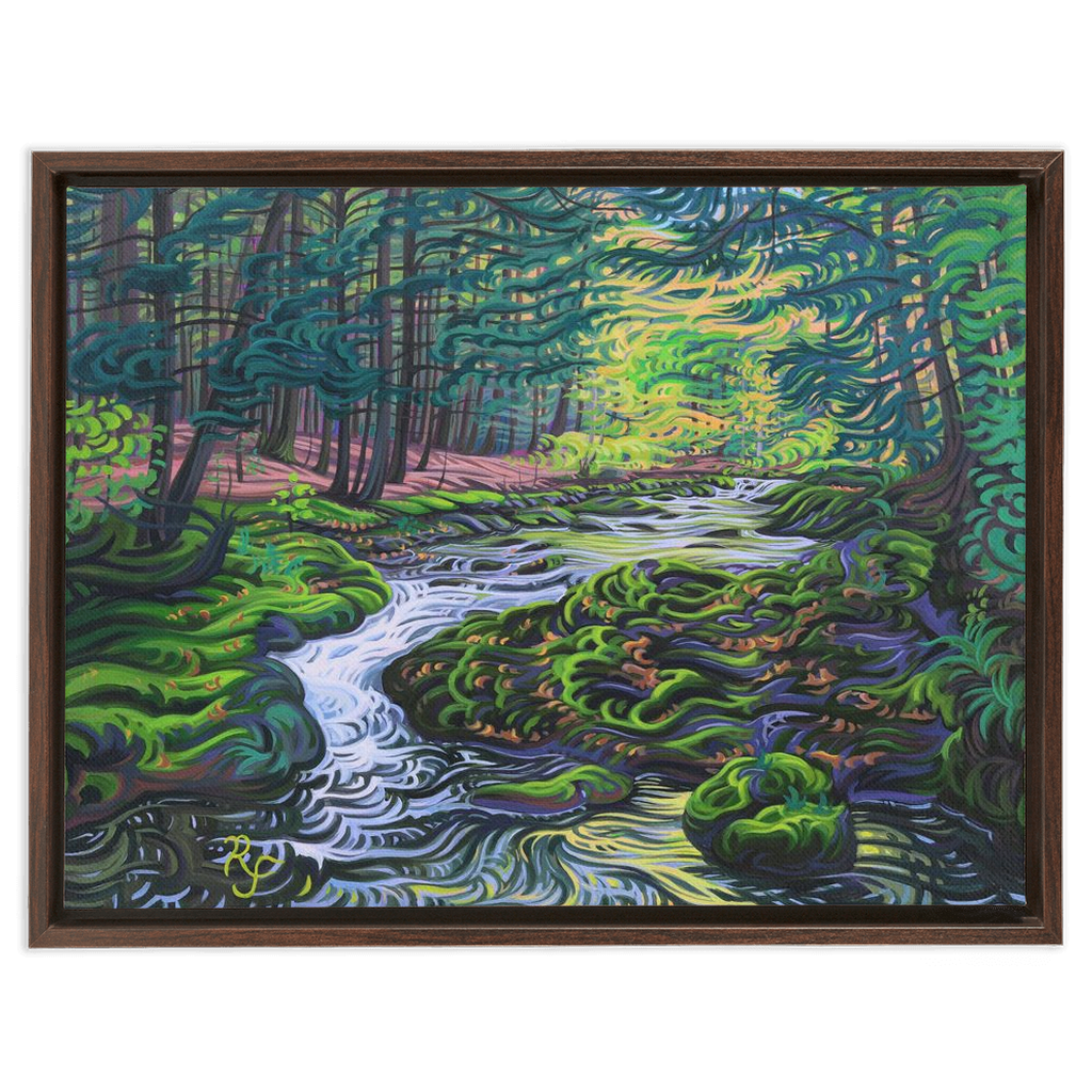 Porcupine Mountains River Painting, Framed Canvas Print - “Water of Life”