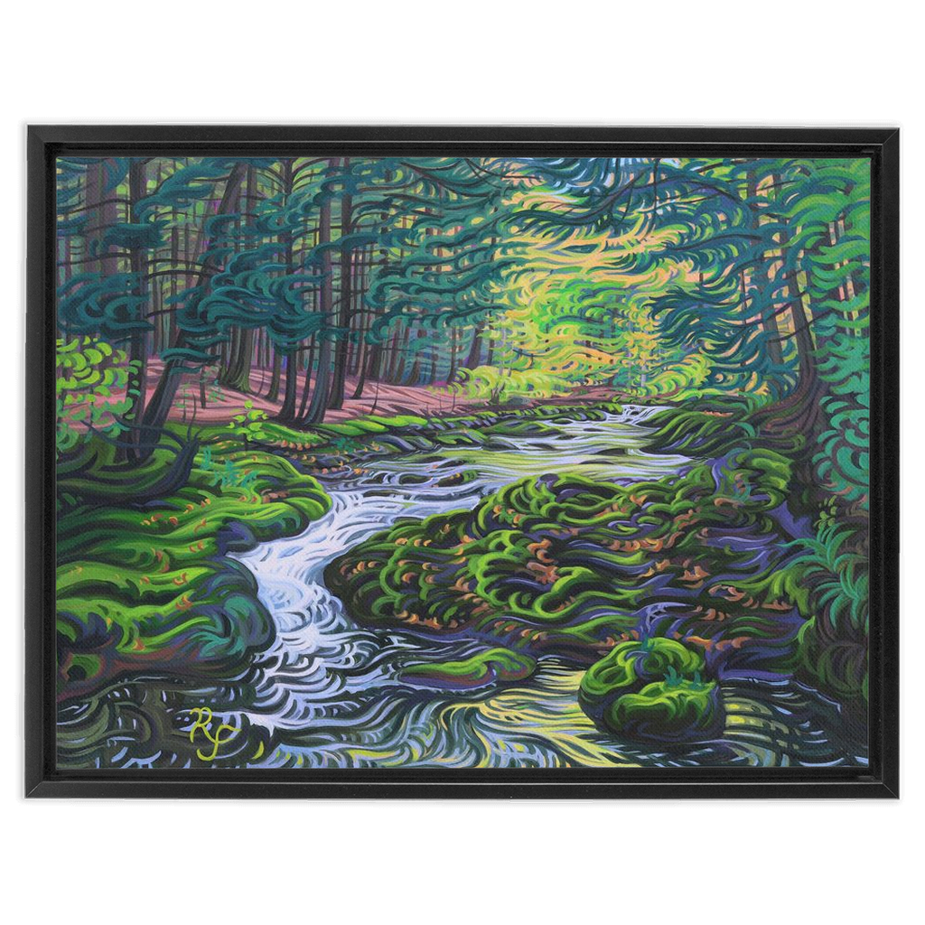 Porcupine Mountains River Painting, Framed Canvas Print - “Water of Life”