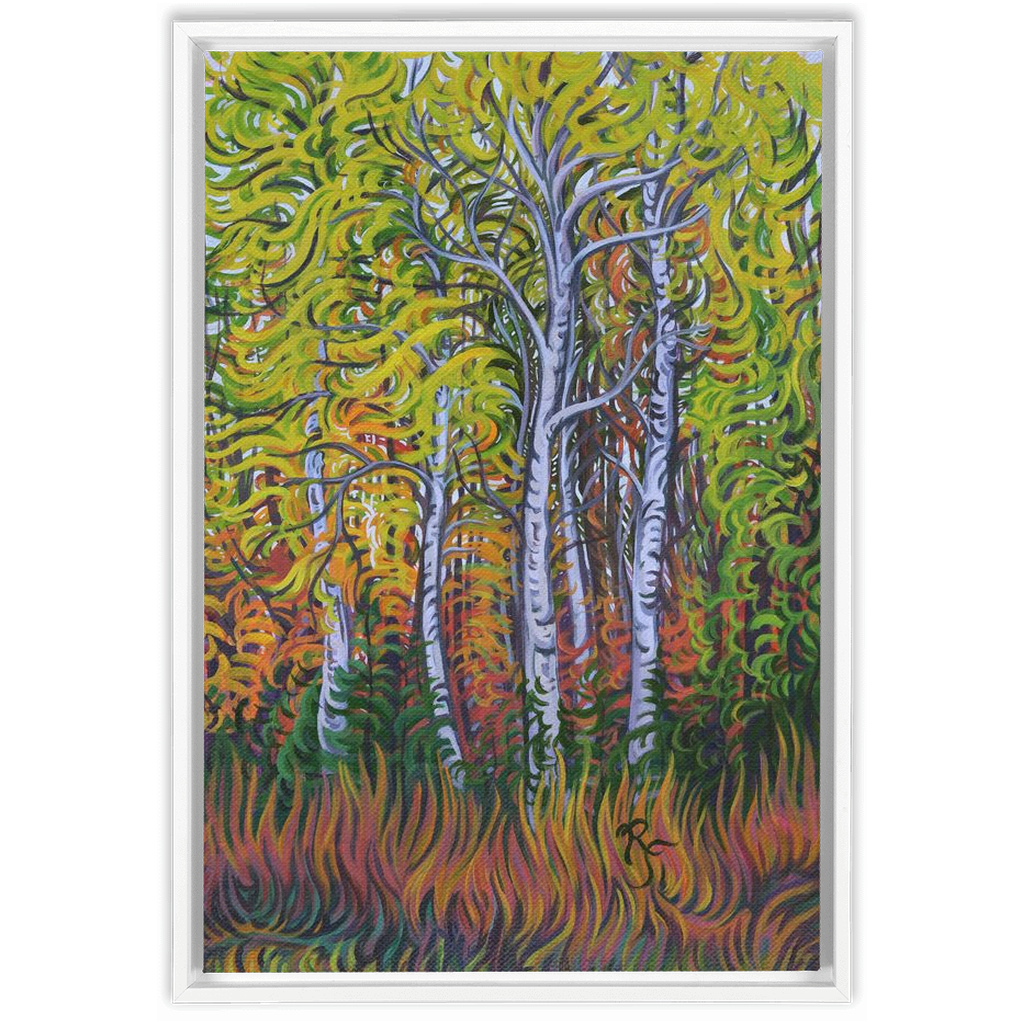 Birch Trees Painting, Framed Canvas Print - “Birch Grove”