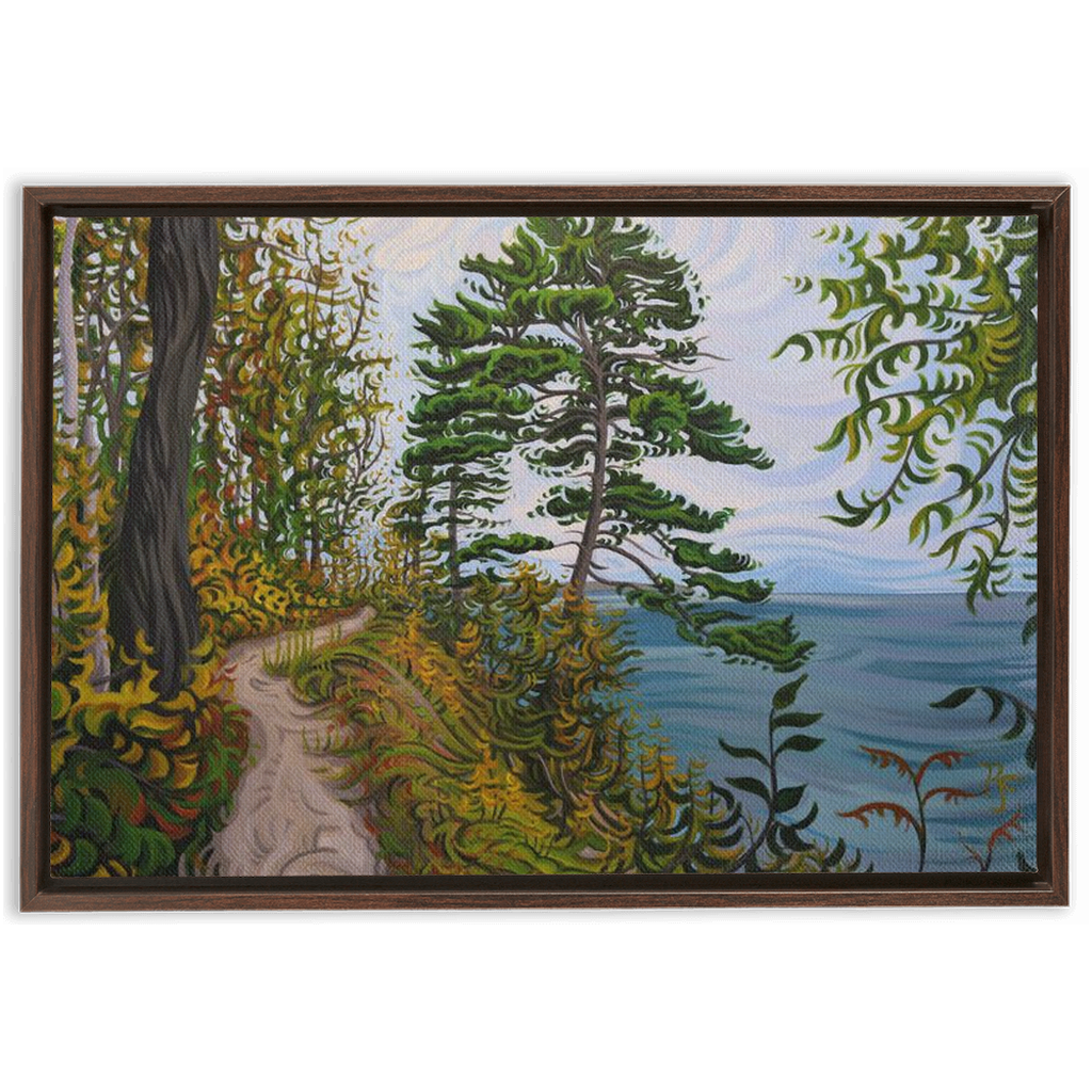 Pictured Rocks Trail Painting, Lake Superior Framed Canvas Print - “Along the Path”