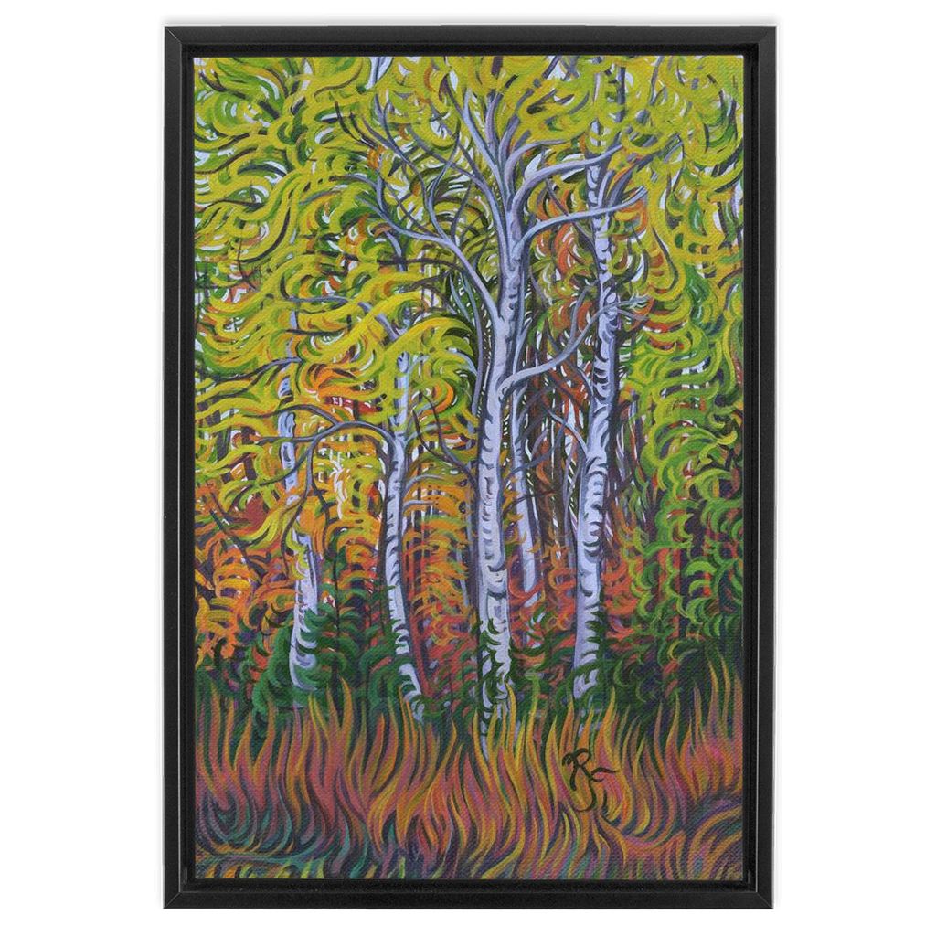 Birch Trees Painting, Framed Canvas Print - “Birch Grove”