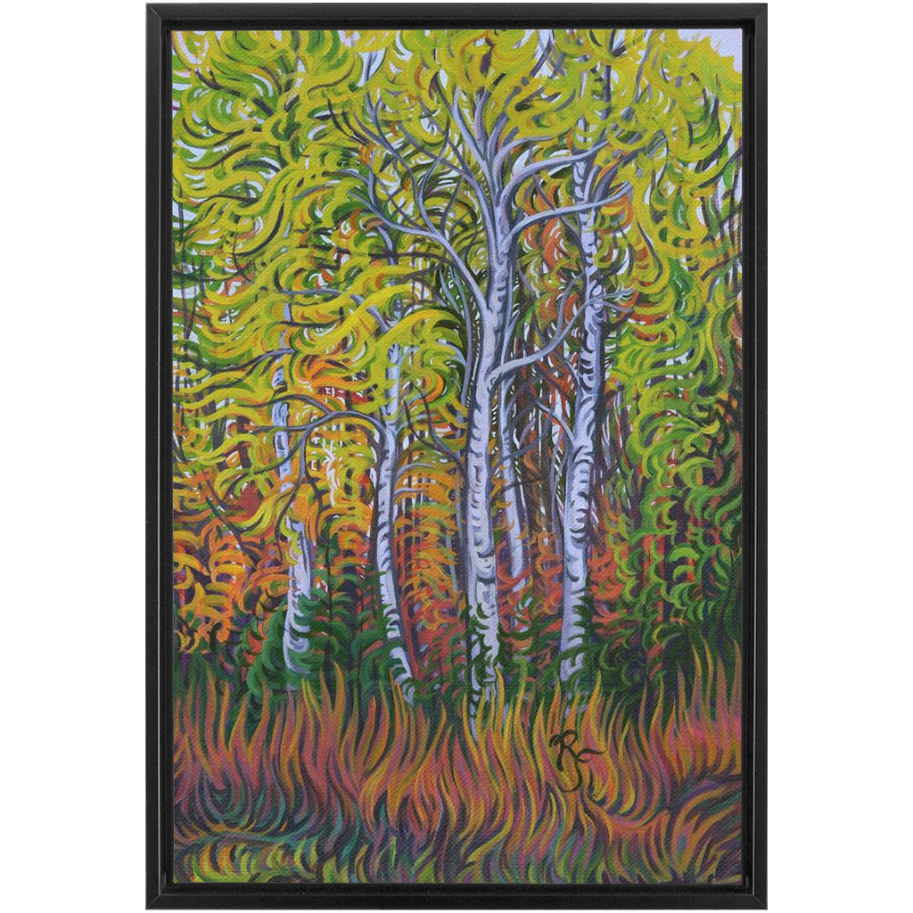 Birch Trees Painting, Framed Canvas Print - “Birch Grove”