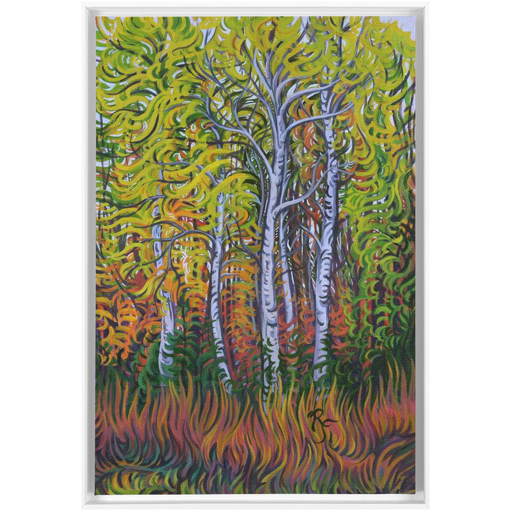 Birch Trees Painting, Framed Canvas Print - “Birch Grove”