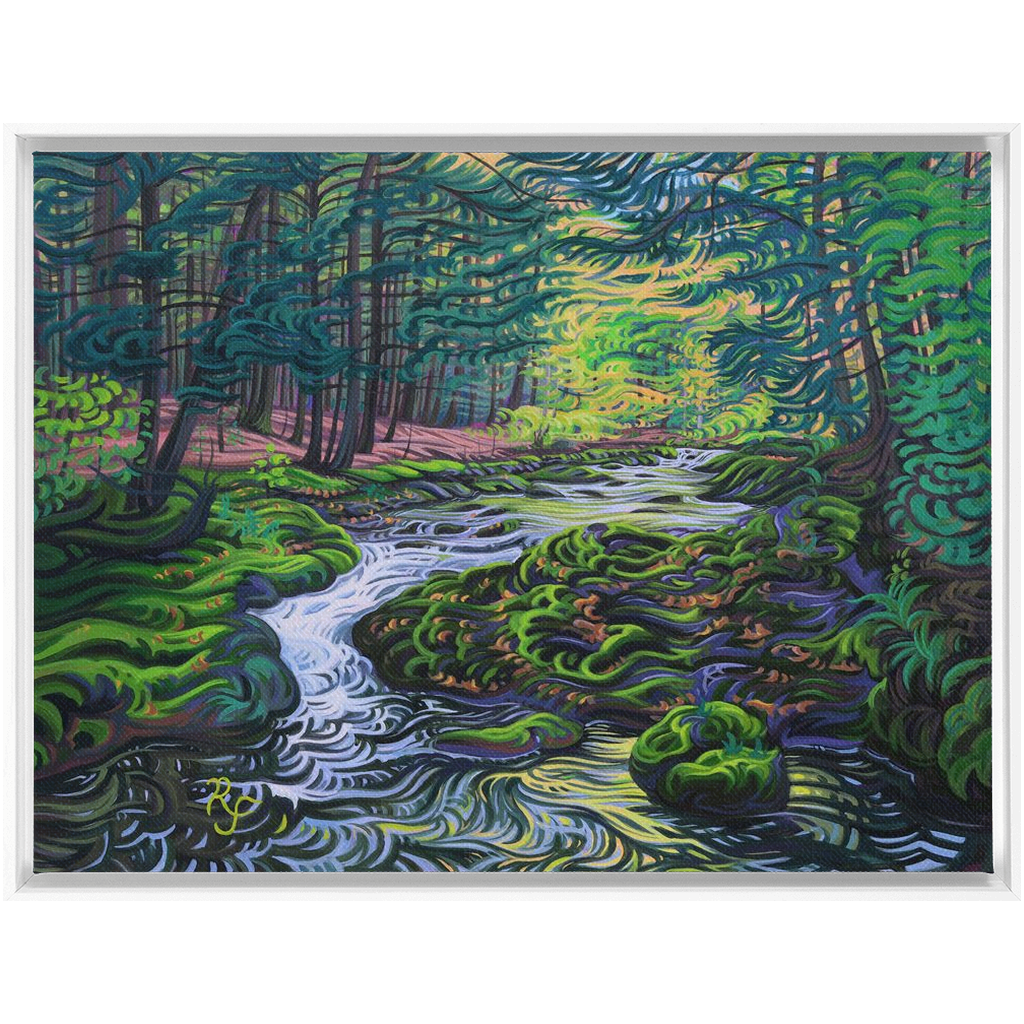 Porcupine Mountains River Painting, Framed Canvas Print - “Water of Life”