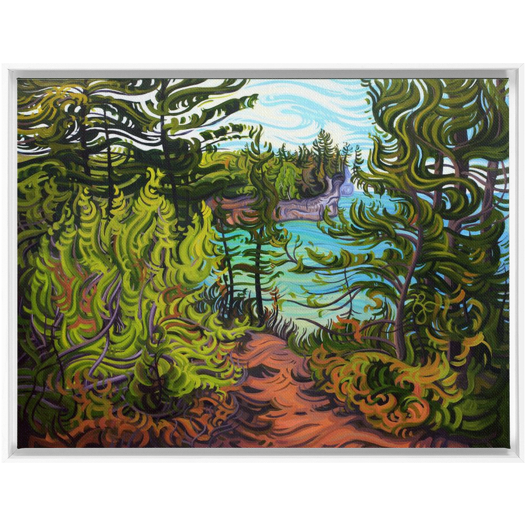 Pictured Rocks Painting, Lake Superior Framed Canvas Print - “The Journey Ahead”