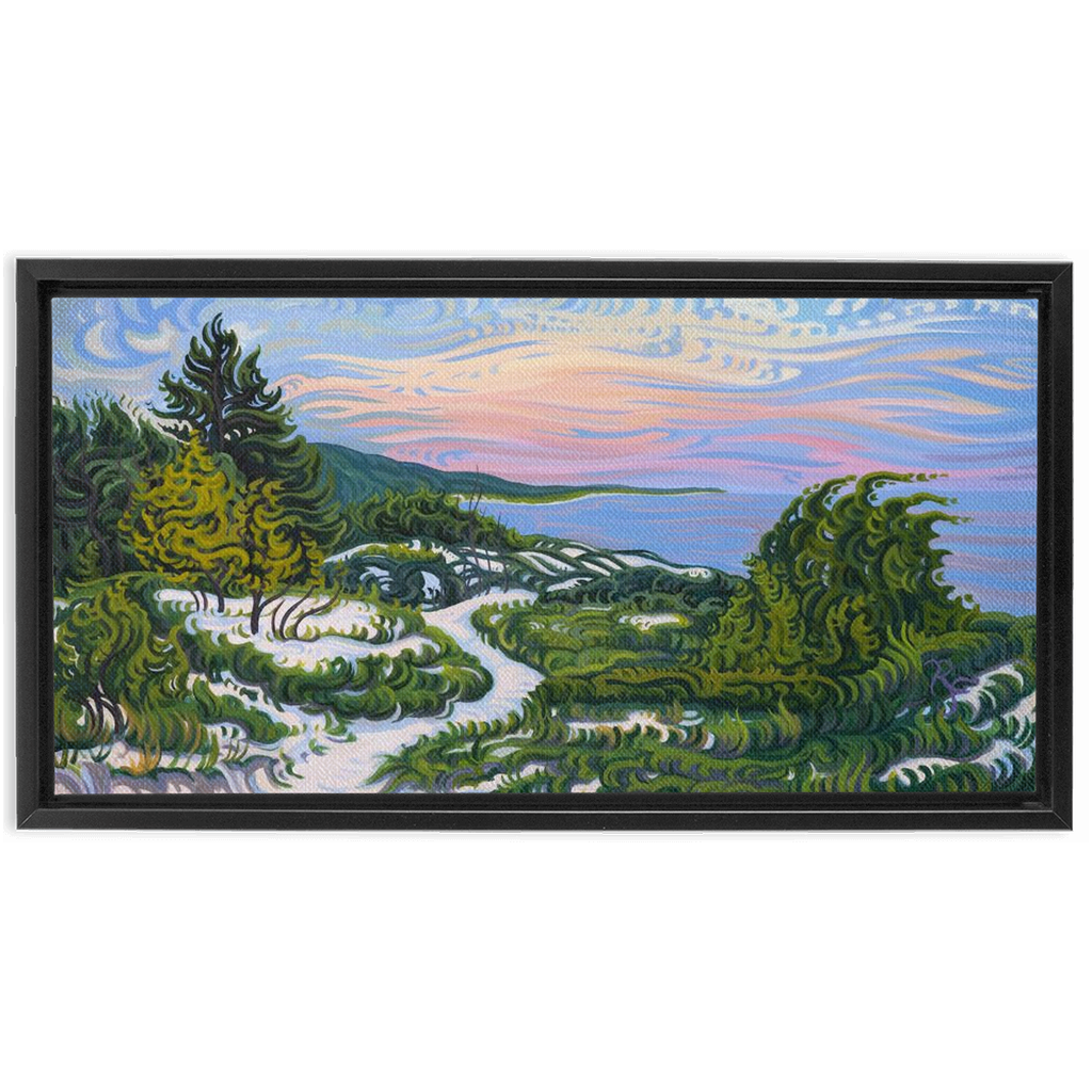 Enlightened Path Framed Canvas Print - Lake Michgan Sunset - Path