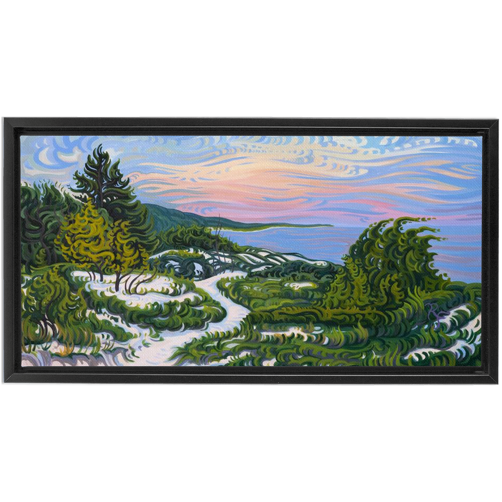 Enlightened Path Framed Canvas Print - Lake Michgan Sunset - Path