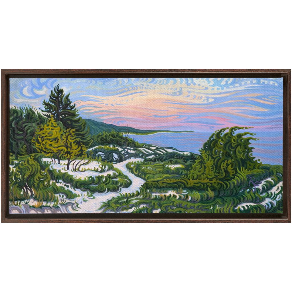 Enlightened Path Framed Canvas Print - Lake Michgan Sunset - Path