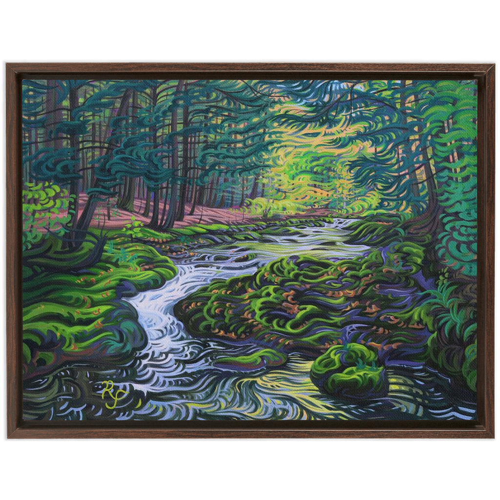 Porcupine Mountains River Painting, Framed Canvas Print - “Water of Life”