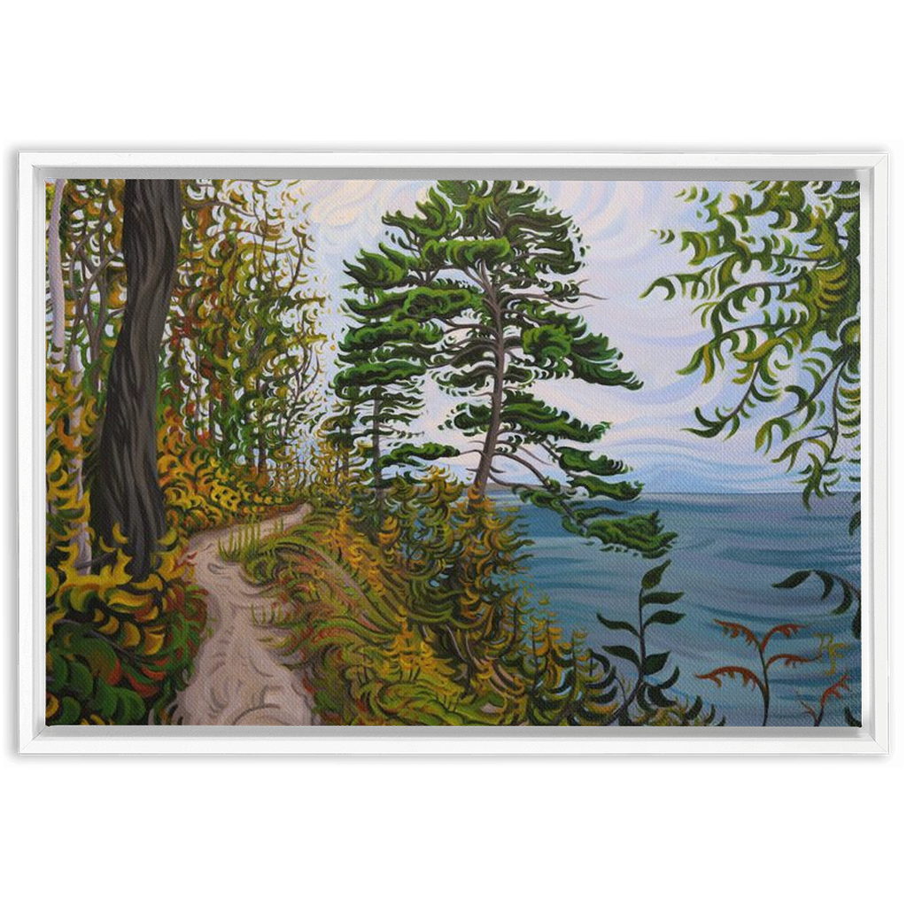 Pictured Rocks Trail Painting, Lake Superior Framed Canvas Print - “Along the Path”