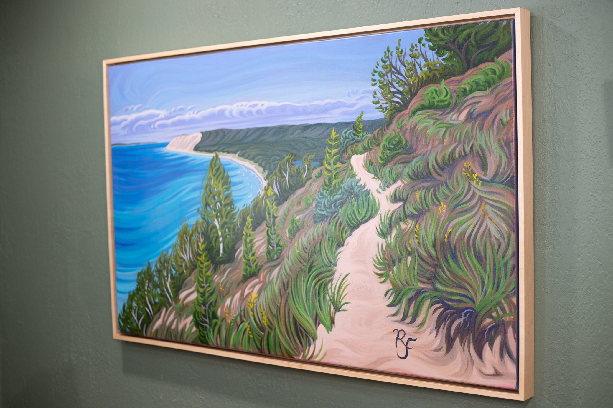 Empire Bluff Trail Original Painting, Sleeping Bear Dunes Shoreline,-"Higher Places 30" x 48"