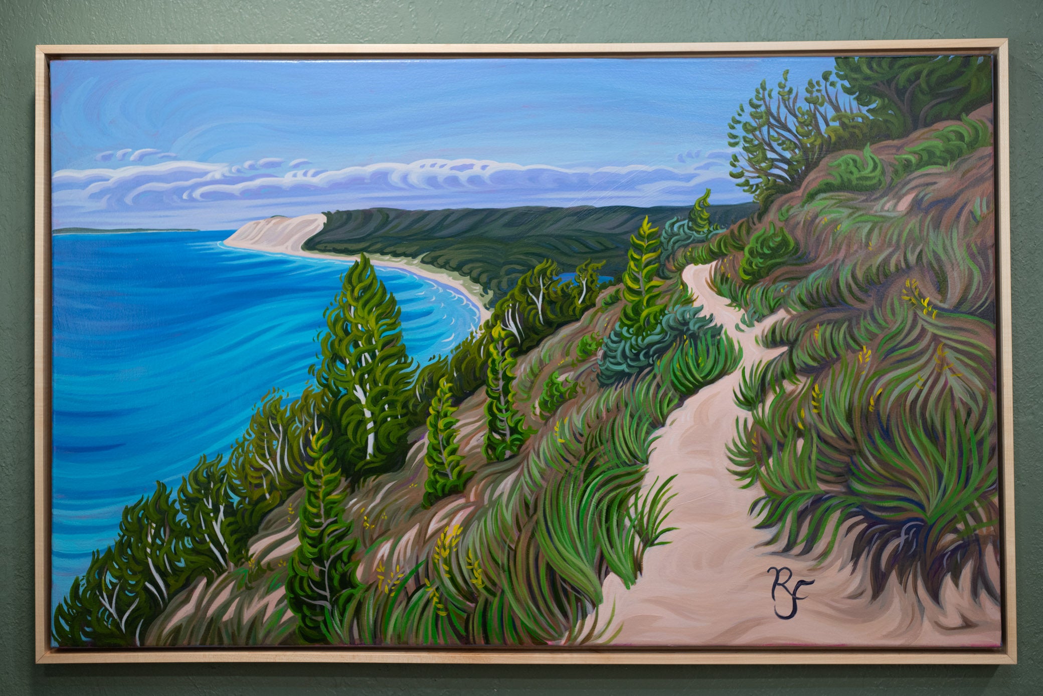 Empire Bluff Trail Original Painting, Sleeping Bear Dunes Shoreline,-"Higher Places 30" x 48"