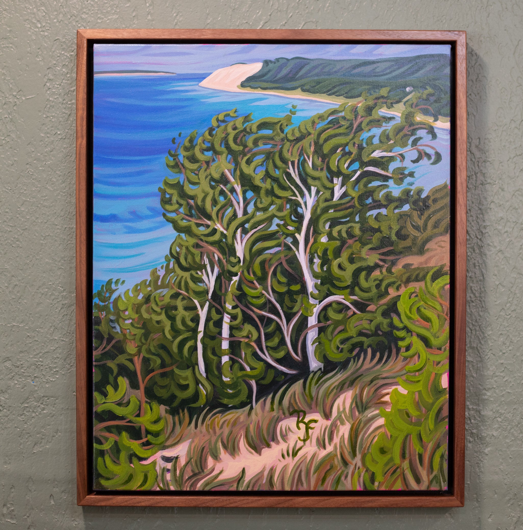 Birch Trees Original Painting, Empire Bluff, Sleeping Bear Dunes -"Breathing 16" x 20"