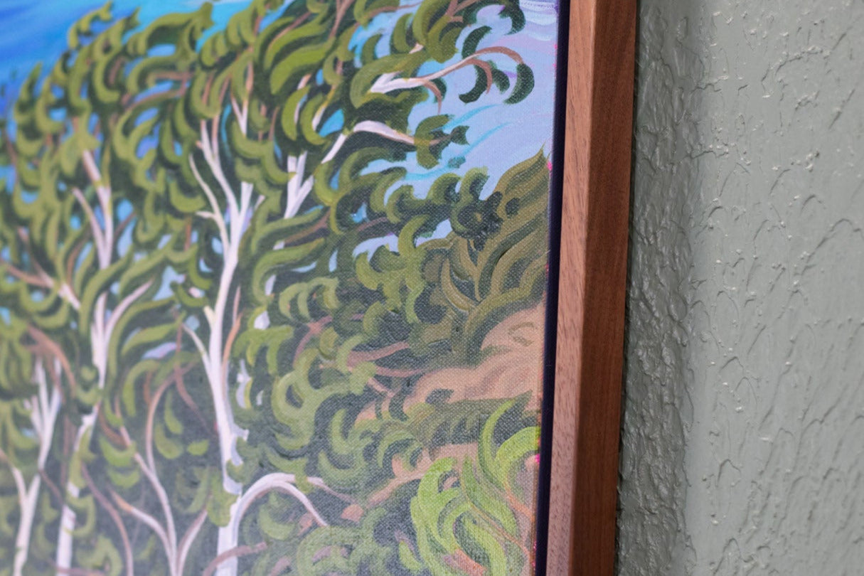 Birch Trees Original Painting, Empire Bluff, Sleeping Bear Dunes -"Breathing 16" x 20"