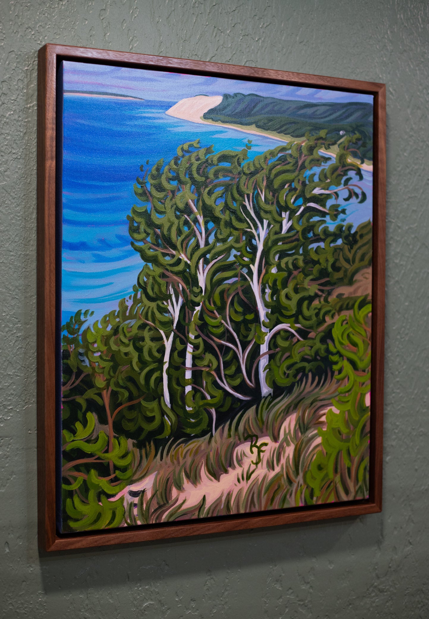 Birch Trees Original Painting, Empire Bluff, Sleeping Bear Dunes -"Breathing 16" x 20"