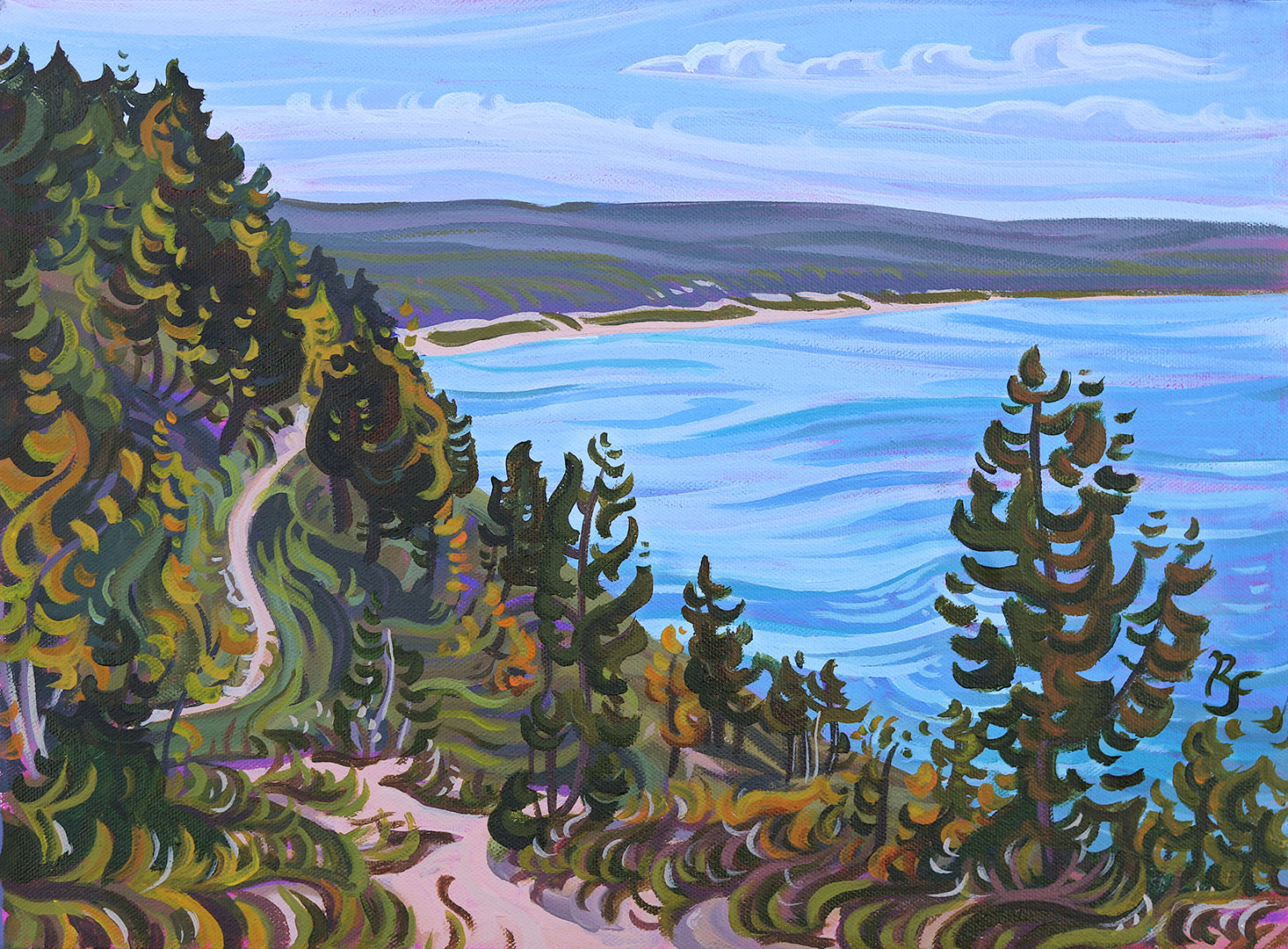 Sleeping Bear Dunes Art , Empire Bluff Dunes 12" x 16"- “Water’s Shimmer”