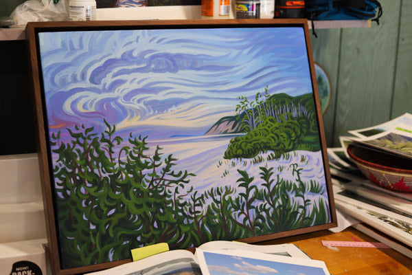 Beach Sunset Original Painting, Sleeping Bear Dunes, and Empire Bluff - "Song of Praise 18" x 24"