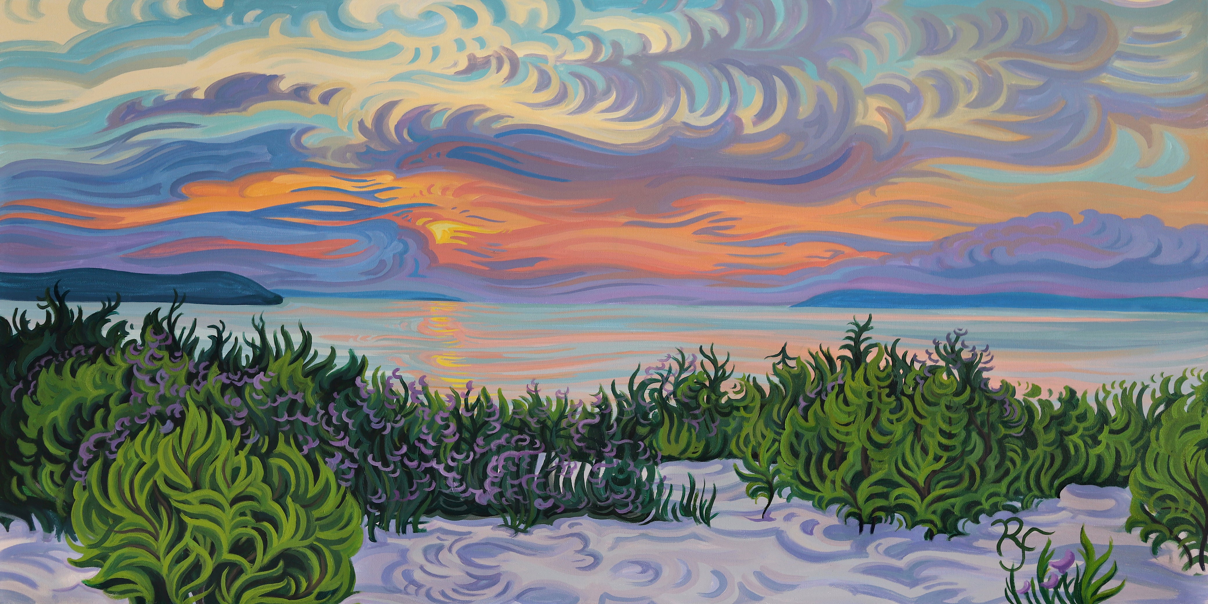 Lake Michigan Beach Sunset, Fine Art Paper Print - “Summer Scene”