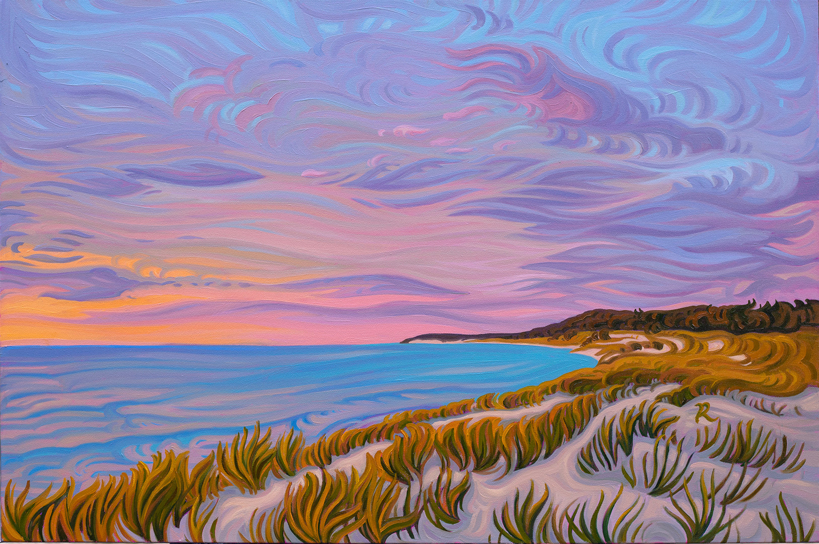 Lake Michigan, Sunset, Beach Fine Art Paper Print- " Sunset Shoreline"