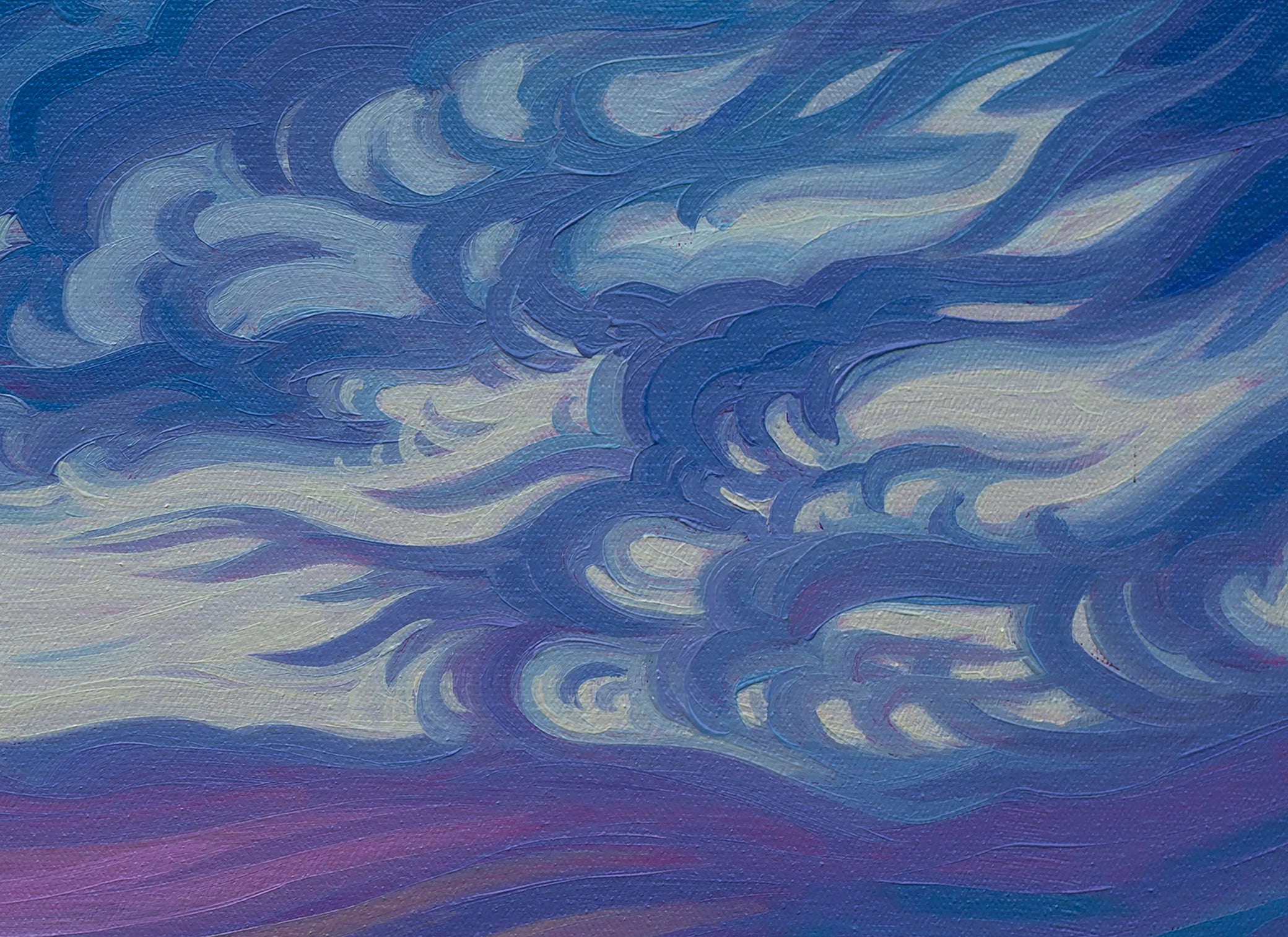 Sunset Original Painting, Clouds, Lake Michigan - Dreamy Days "18 x 24"