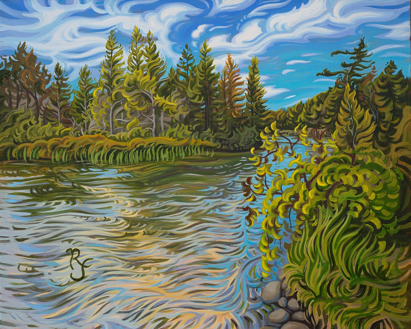 Platte River Painting, 24" x 30" -Tranquil Waters