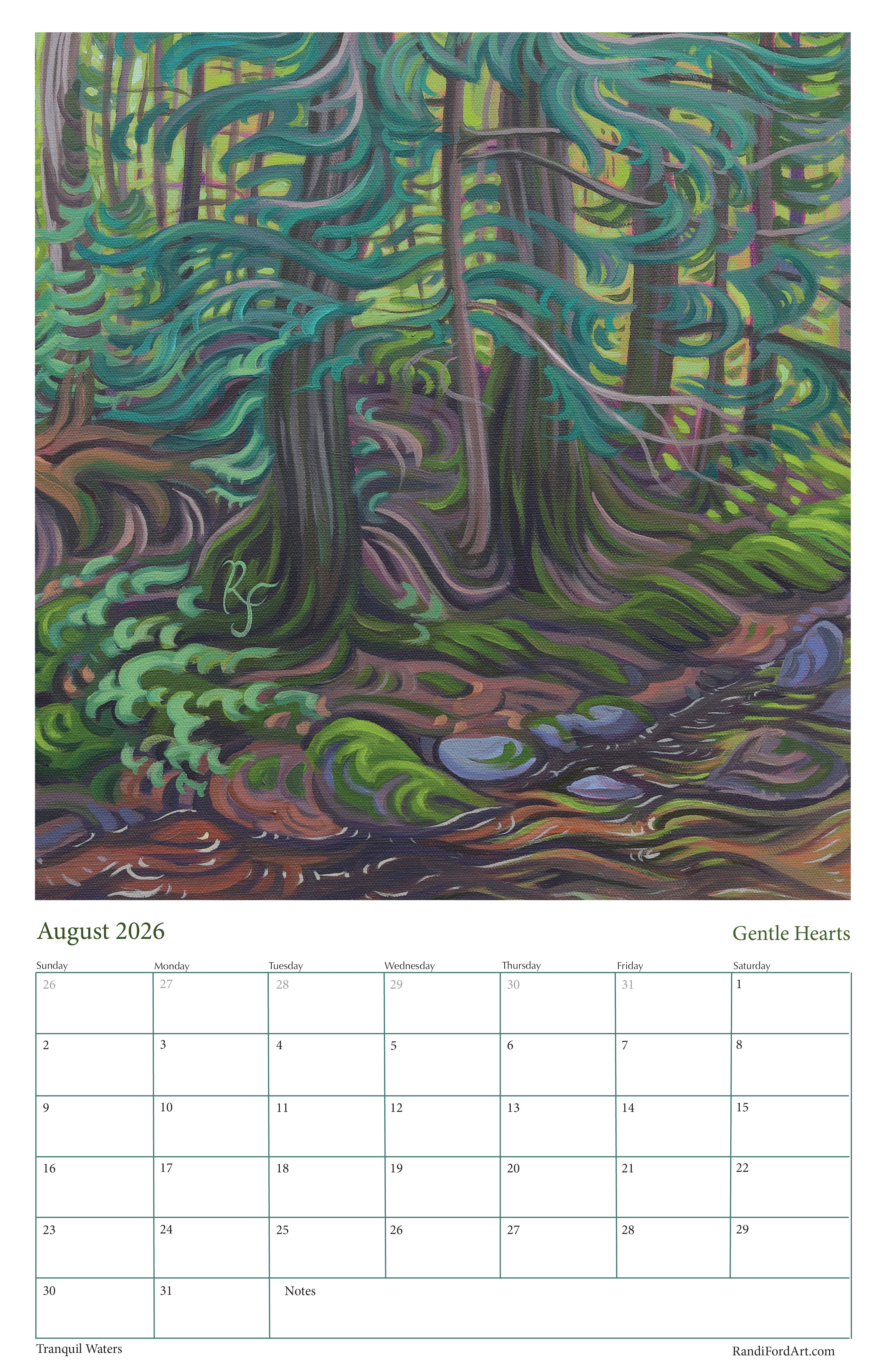 Tranquil Waters 2026 Calendar