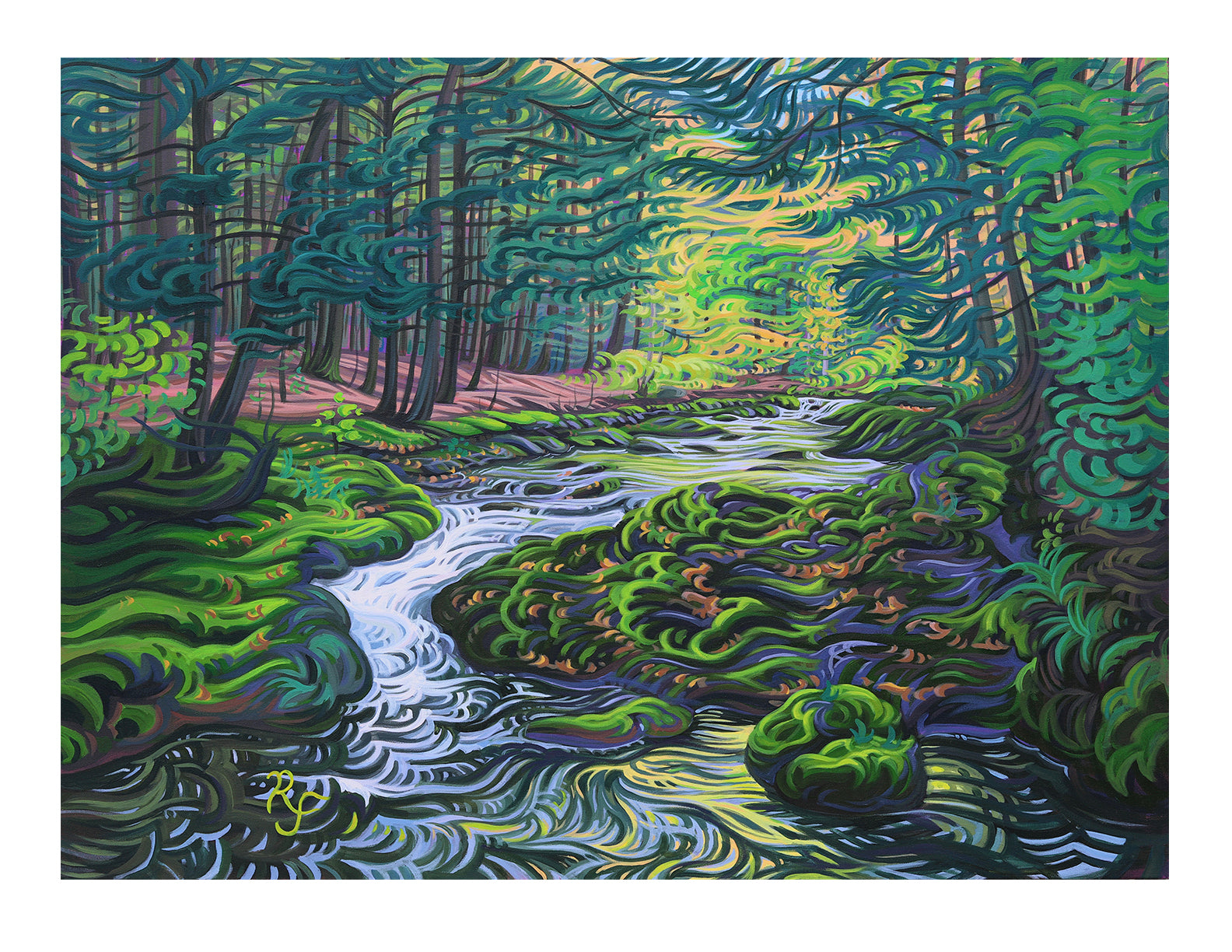 Porcupine Mountains River Painting, Fine Art Paper Print - “Water of Life”