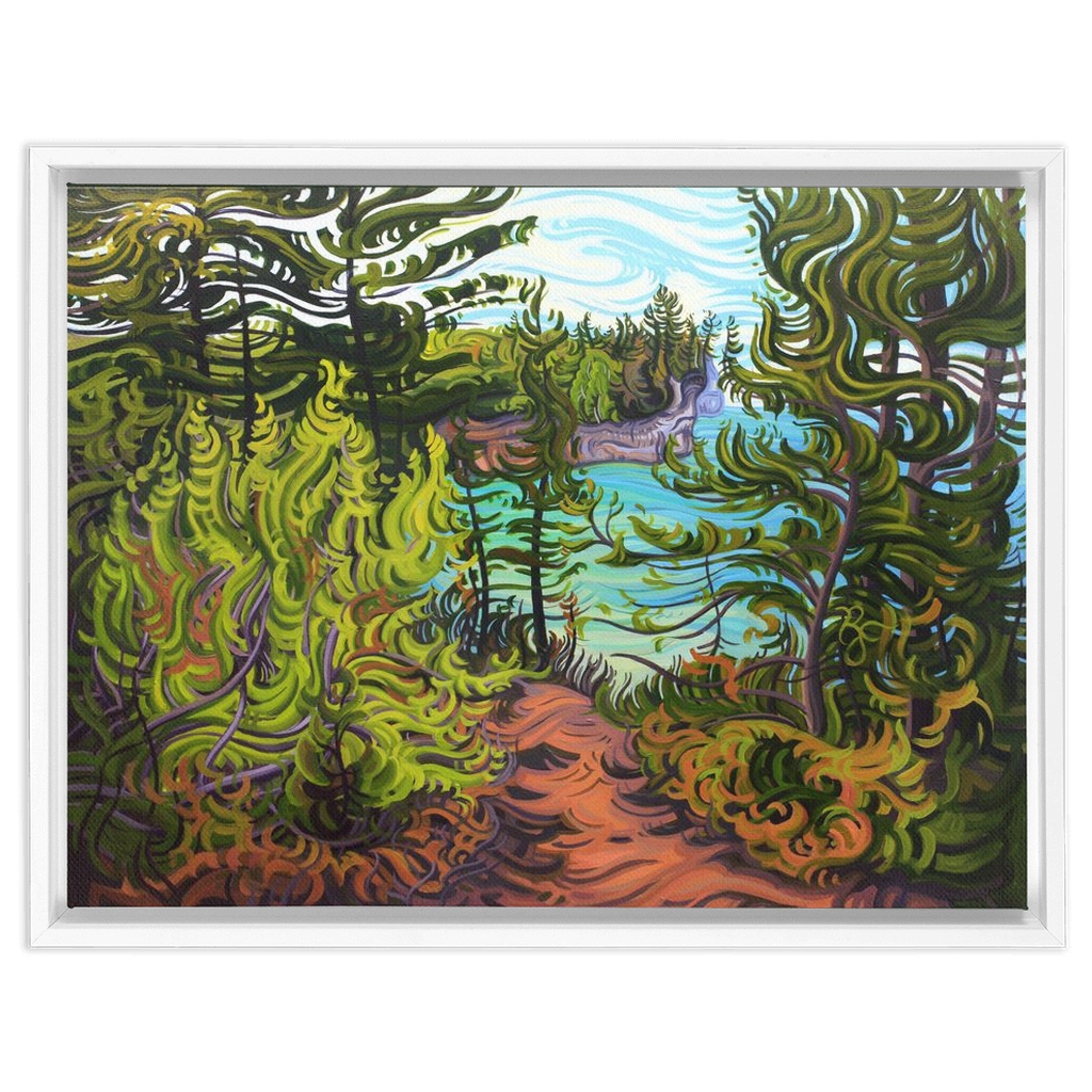 Pictured Rocks Painting, Lake Superior Framed Canvas Print - “The Journey Ahead”