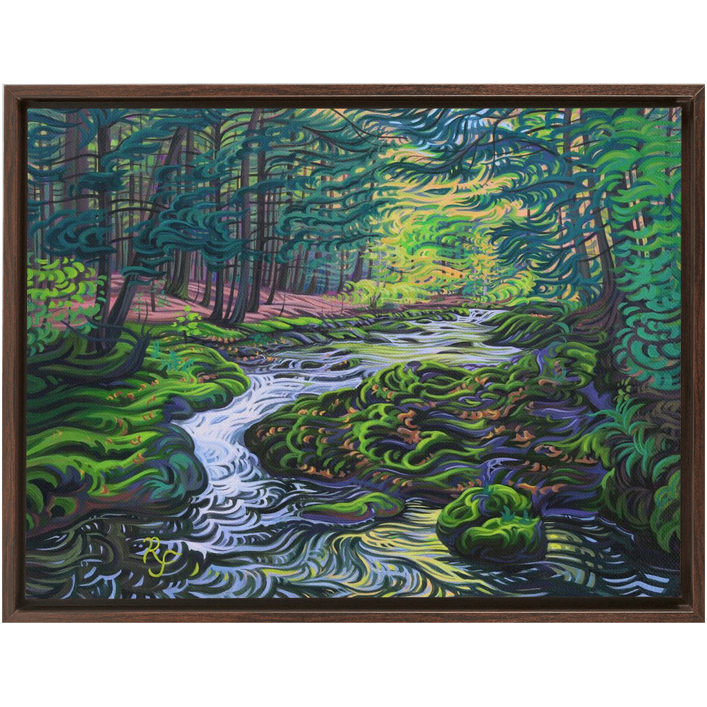 Porcupine Mountains River Painting, Framed Canvas Print - “Water of Life”
