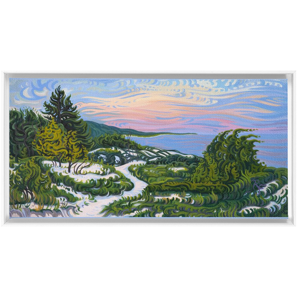 Enlightened Path Framed Canvas Print - Lake Michgan Sunset - Path