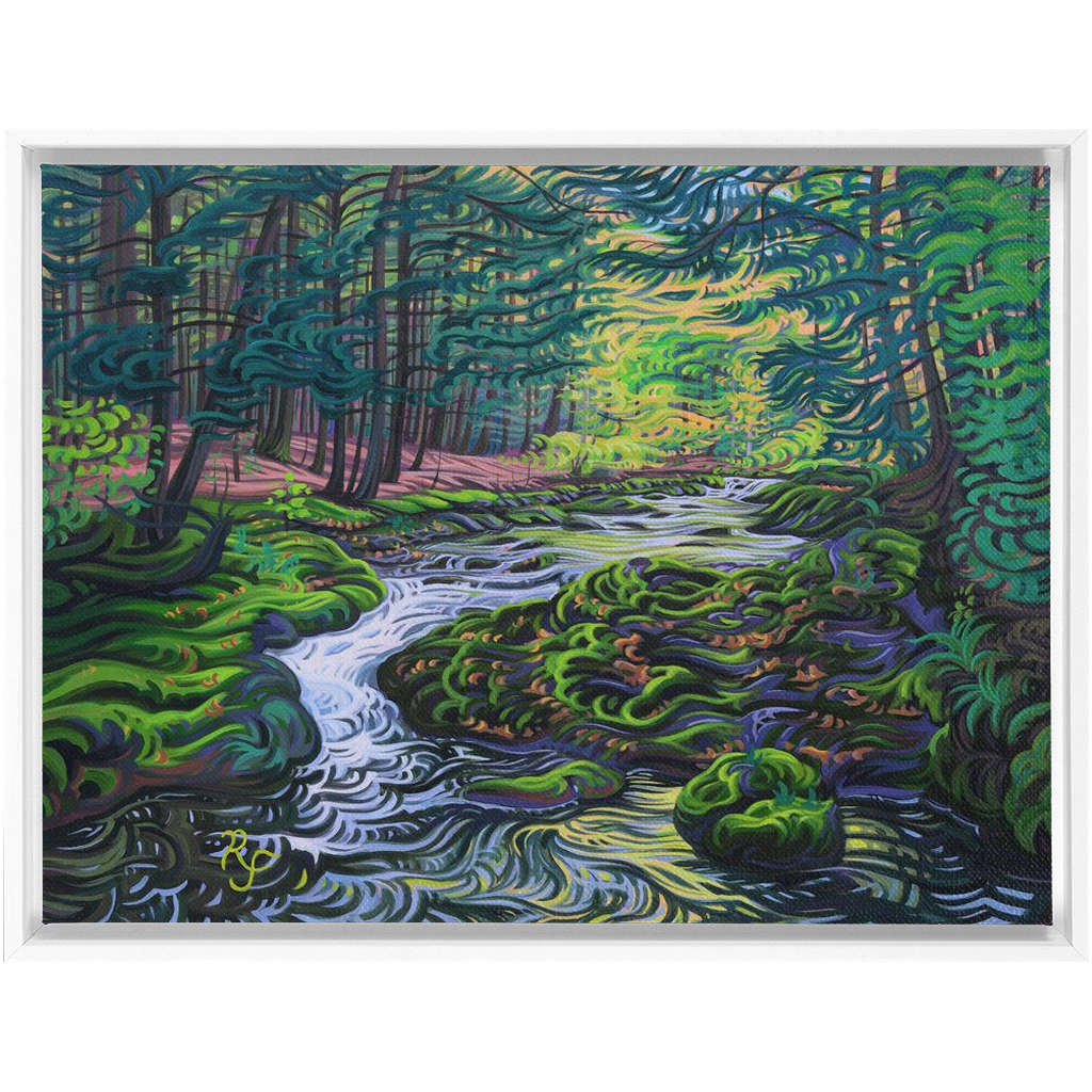 Porcupine Mountains River Painting, Framed Canvas Print - “Water of Life”