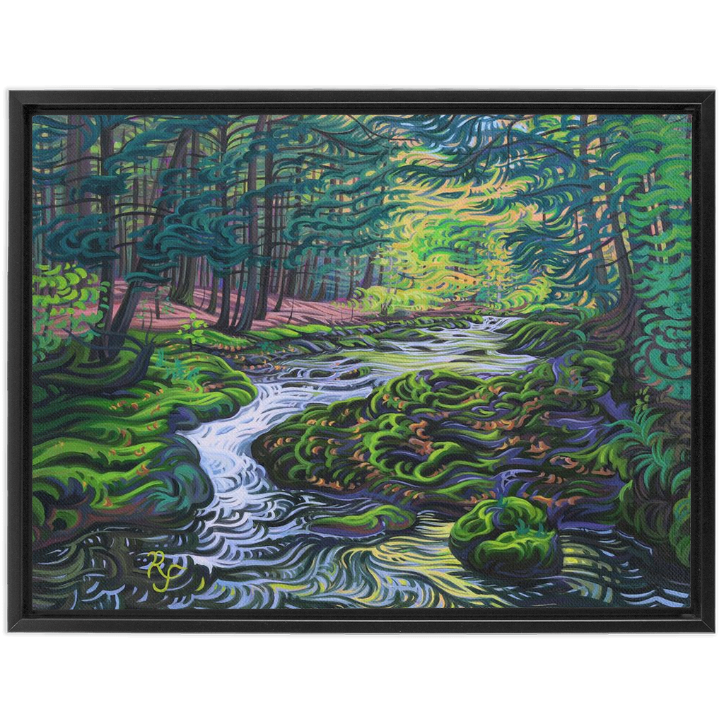Porcupine Mountains River Painting, Framed Canvas Print - “Water of Life”