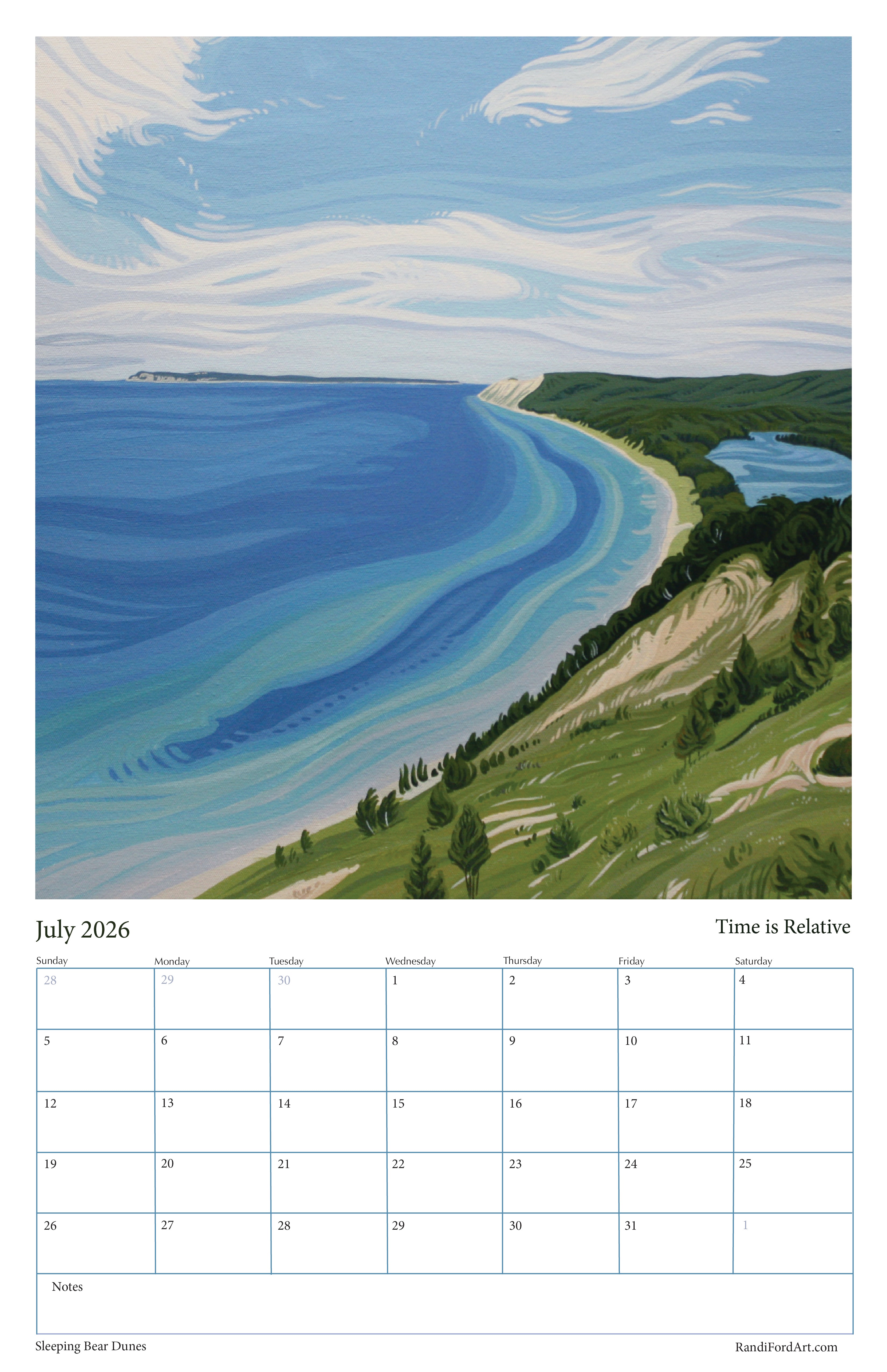 Sleeping Bear Dunes 2026 Calendar