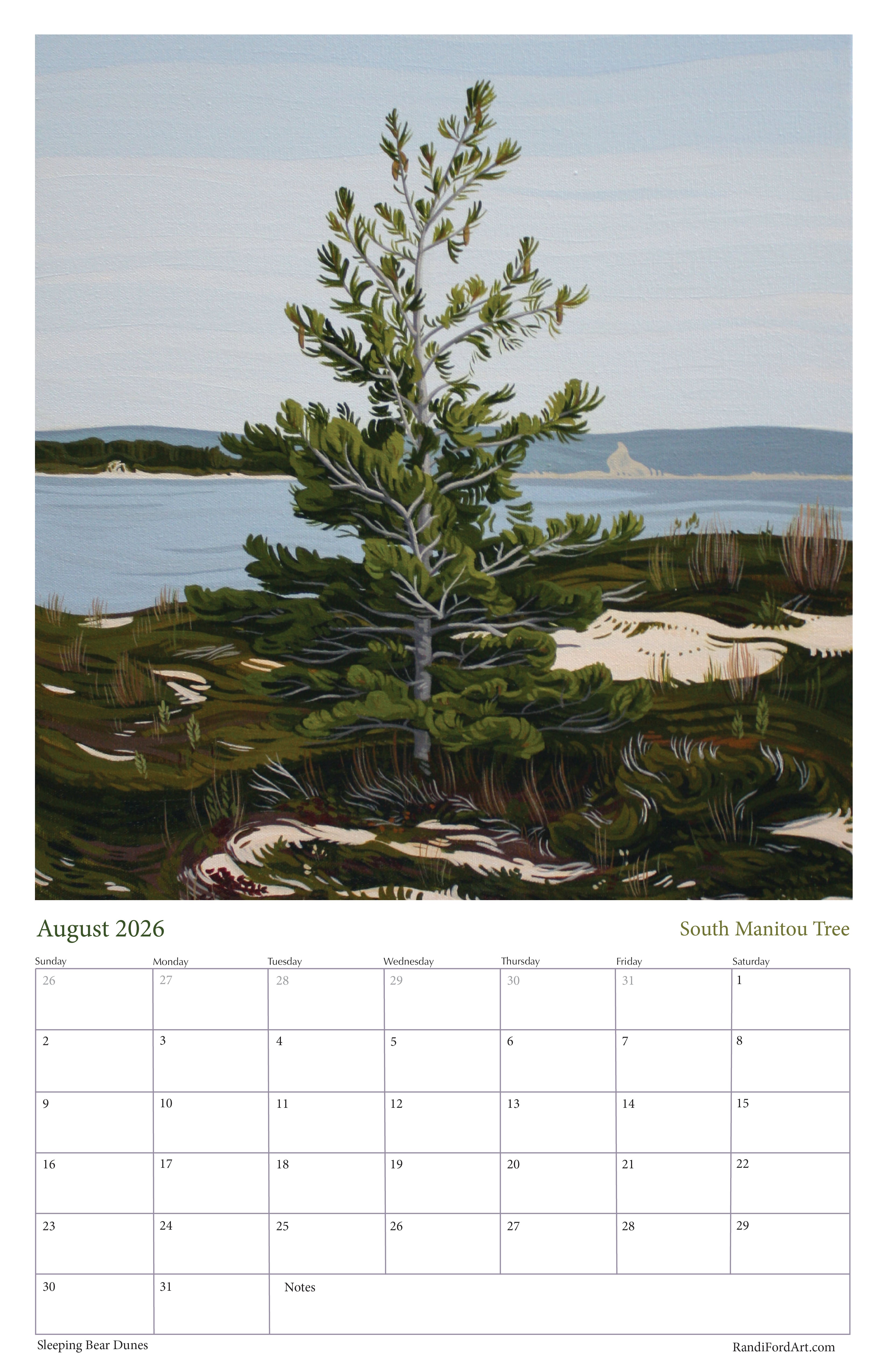 Sleeping Bear Dunes 2026 Calendar