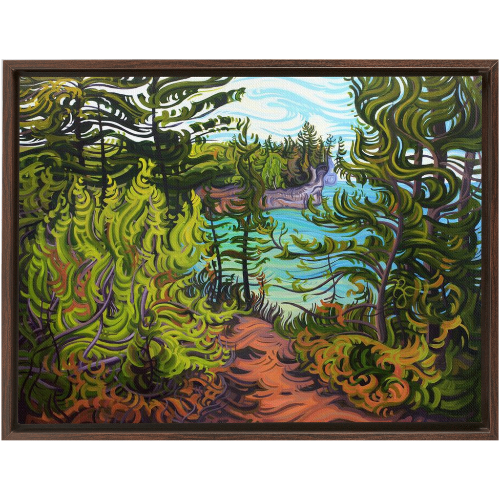 Pictured Rocks Painting, Lake Superior Framed Canvas Print - “The Journey Ahead”
