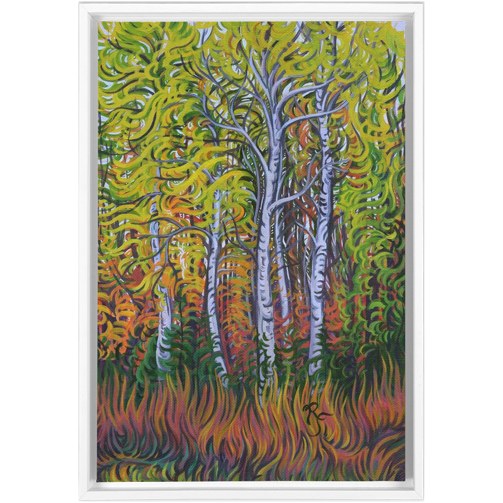 Birch Trees Painting, Framed Canvas Print - “Birch Grove”
