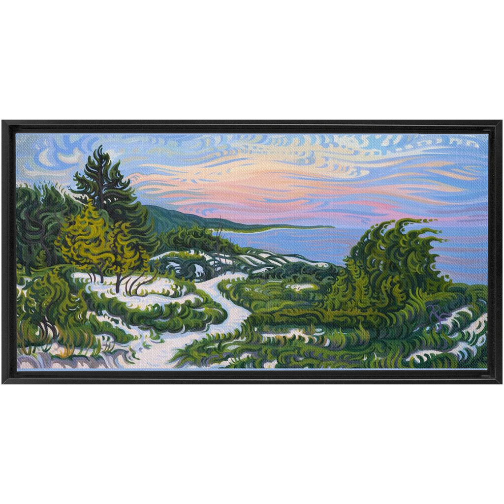 Enlightened Path Framed Canvas Print - Lake Michgan Sunset - Path