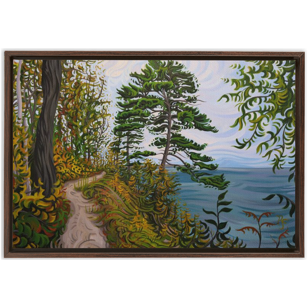 Pictured Rocks Trail Painting, Lake Superior Framed Canvas Print - “Along the Path”